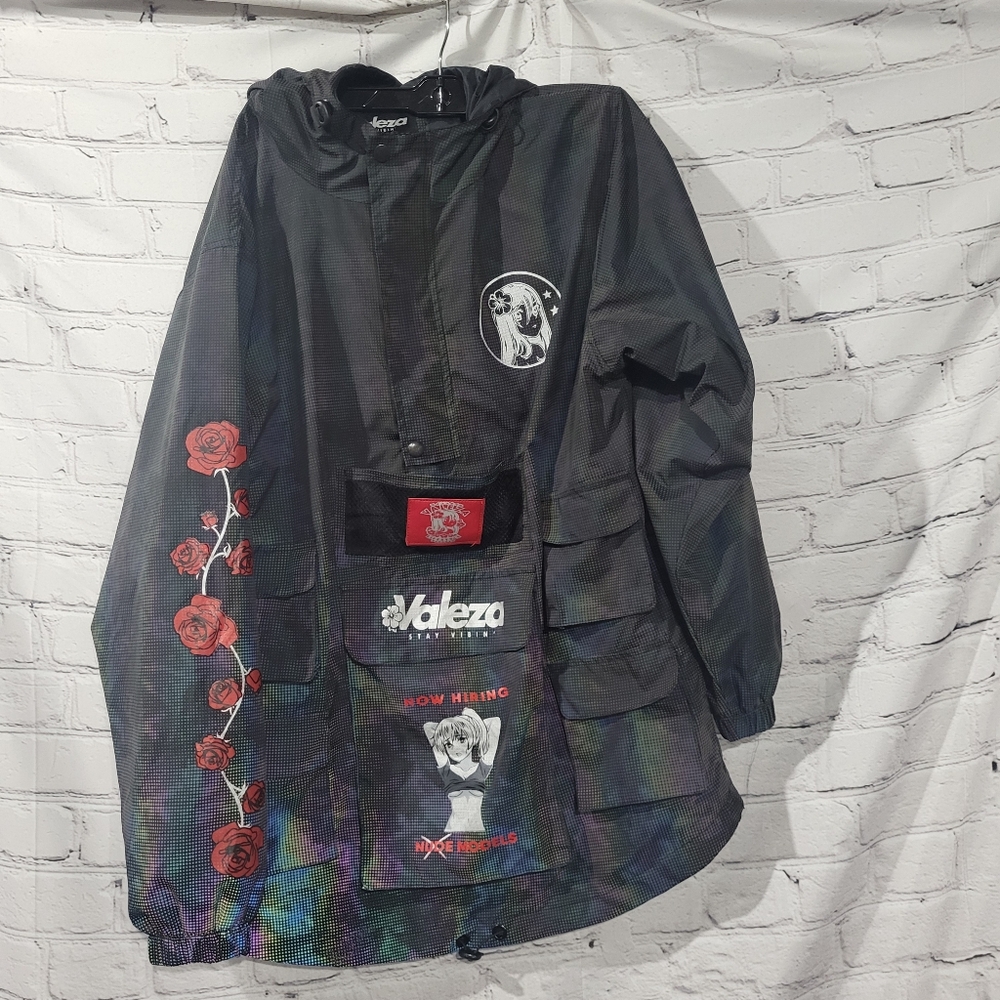 Valeza Black Jacket with Red Rose Design Anime